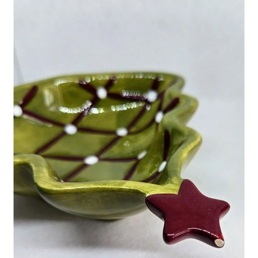 Pottery Barn Christmas Tree Candy Dishes Set of 4 Ceramic Holiday